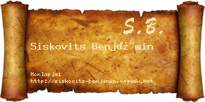 Siskovits Benjámin névjegykártya